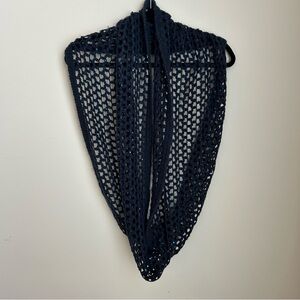 Navy Blue with Sequin Open Weave Crochet Circle Infinity Scarf Shawl Wrap